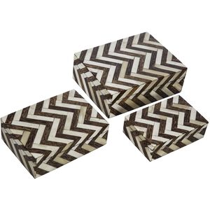 Zig Zag 4 inch Brown and White Decorative Boxes