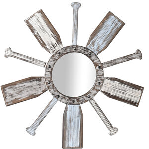 Montauk 34 X 34 inch Weathered White/Light Blue/Distressed Wood Wall Mirror