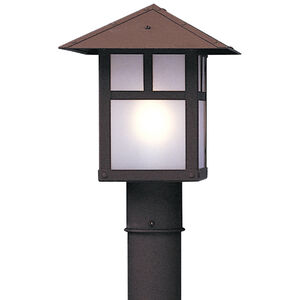 Evergreen 1 Light 9.75 inch Rustic Brown Post Mount in Frosted, T-Bar Overlay