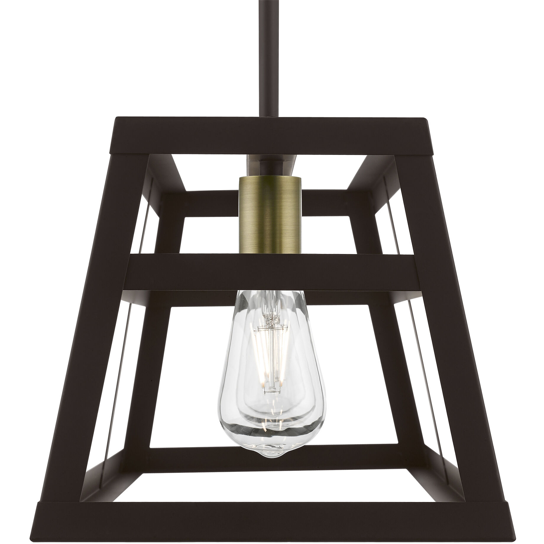 Schofield 3 Light 30 inch Bronze with Antique Brass Accents Linear Chandelier Ceiling Light