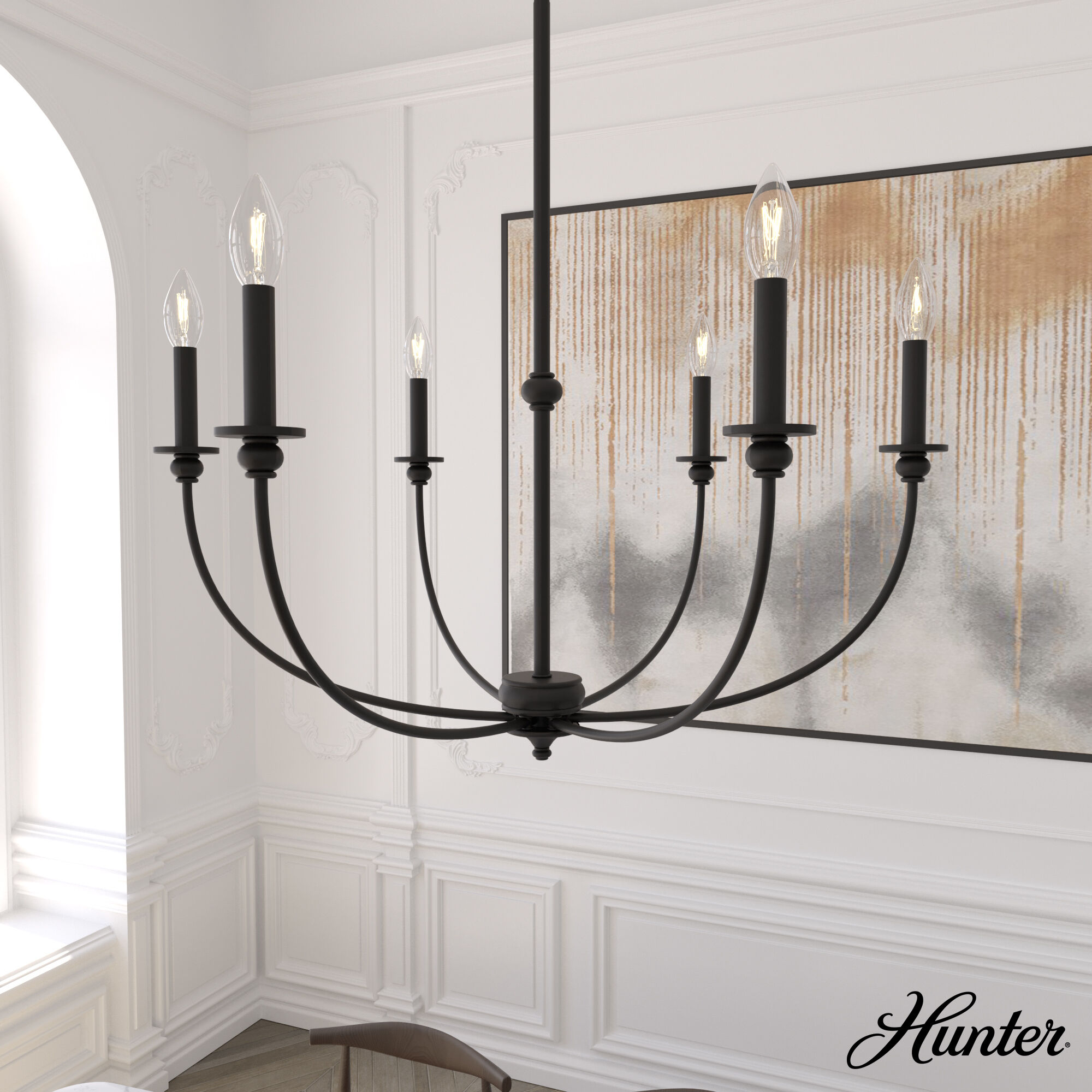 Southcrest 6 Light 30 inch Flat Matte Black Chandelier Ceiling Light