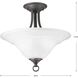 Trinity 2 Light 16 inch Antique Bronze Semi-Flush Mount Ceiling Light