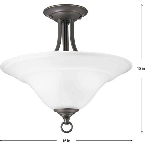 Trinity 2 Light 16 inch Antique Bronze Semi-Flush Mount Ceiling Light