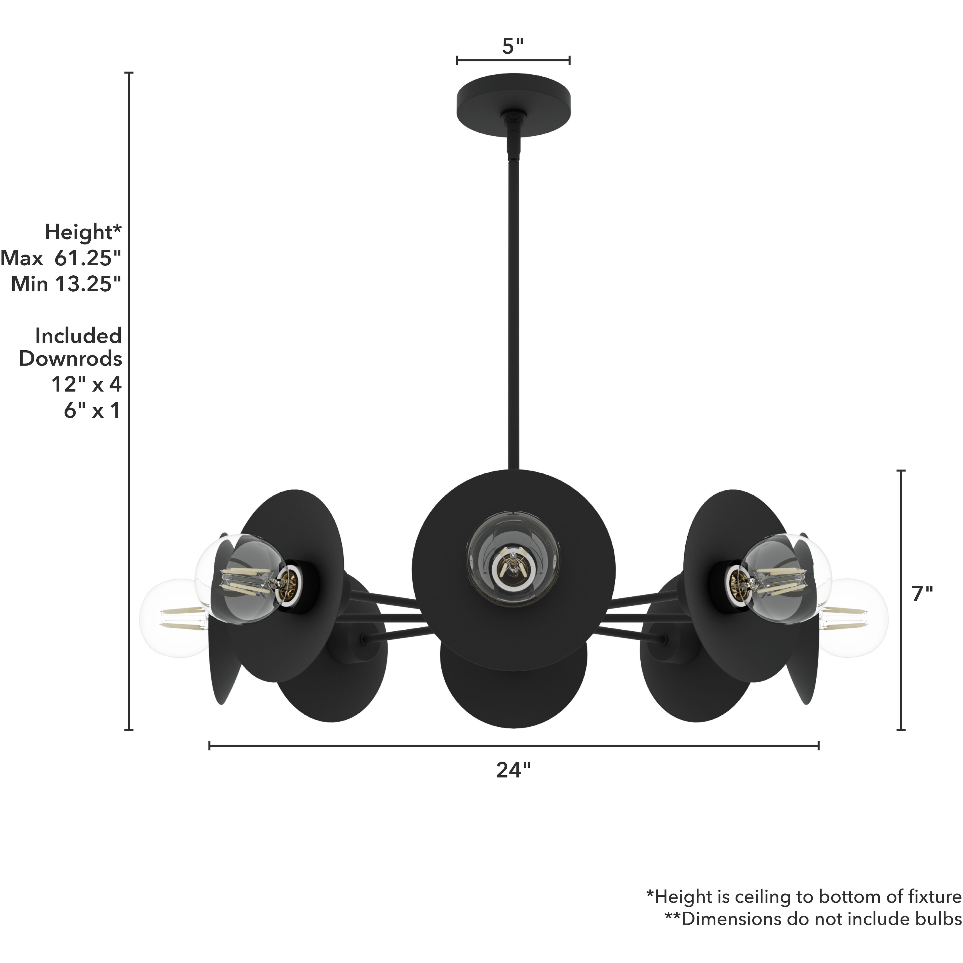 Fernando 8 Light 24 inch Flat Matte Black Chandelier Ceiling Light, Medium