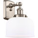 Ballston Large Bell 1 Light 8 inch Brushed Satin Nickel Sconce Wall Light in Matte White Glass, Ballston
