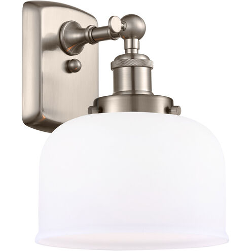 Ballston Large Bell LED 8 inch Brushed Satin Nickel Sconce Wall Light in Matte White Glass, Ballston