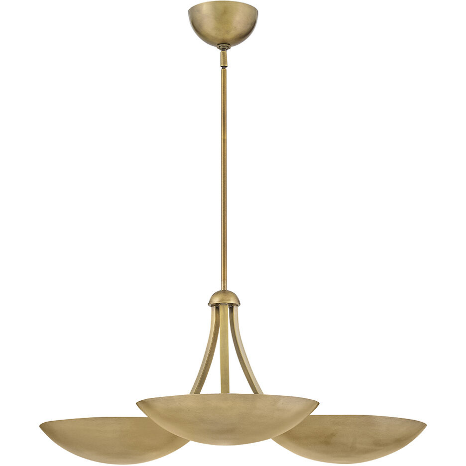 Glenn 3 Light 36 inch Heritage Brass with Gold Leaf Chandelier Ceiling Light