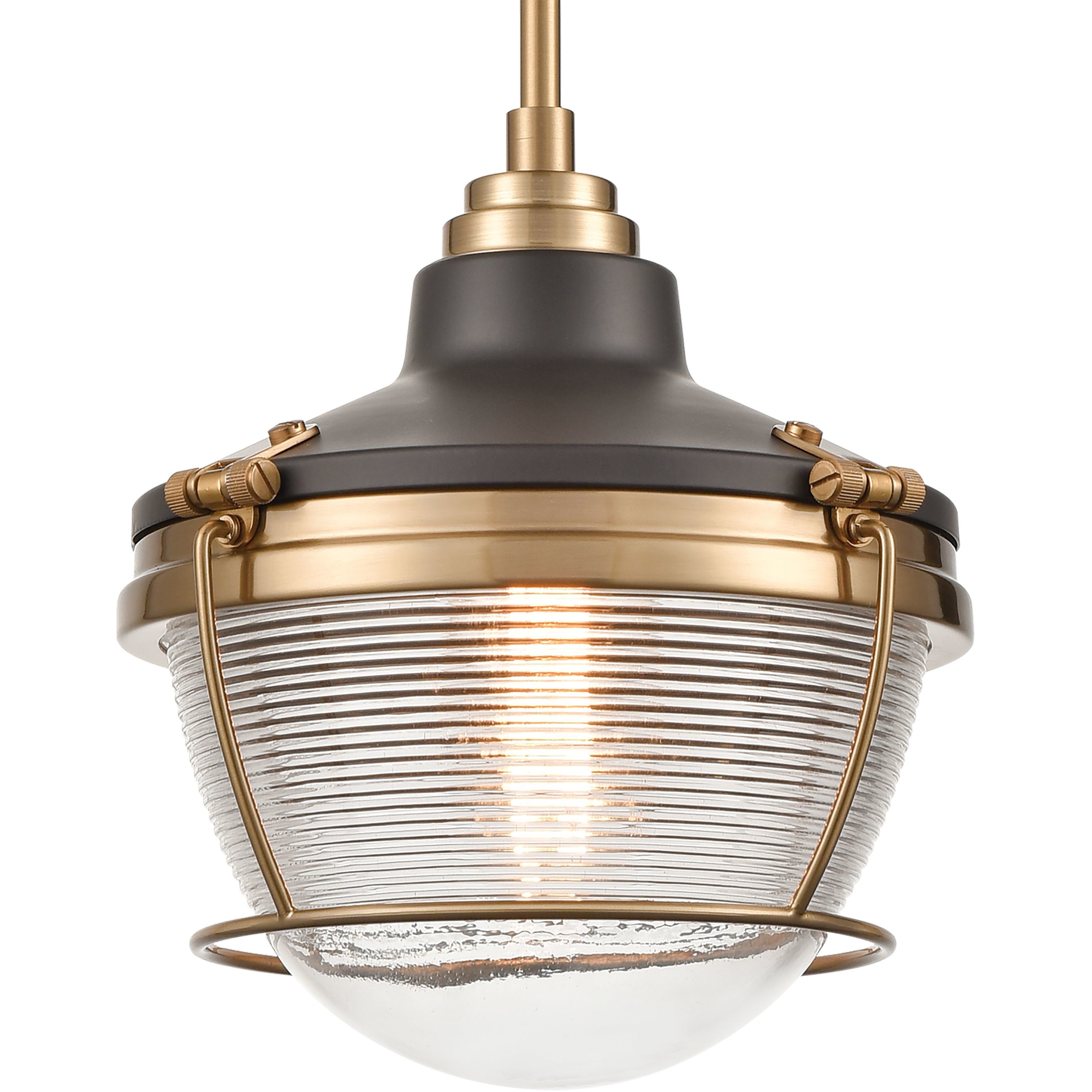 Seaway Passage 1 Light 10 inch Oil Rubbed Bronze with Satin Brass Mini Pendant Ceiling Light