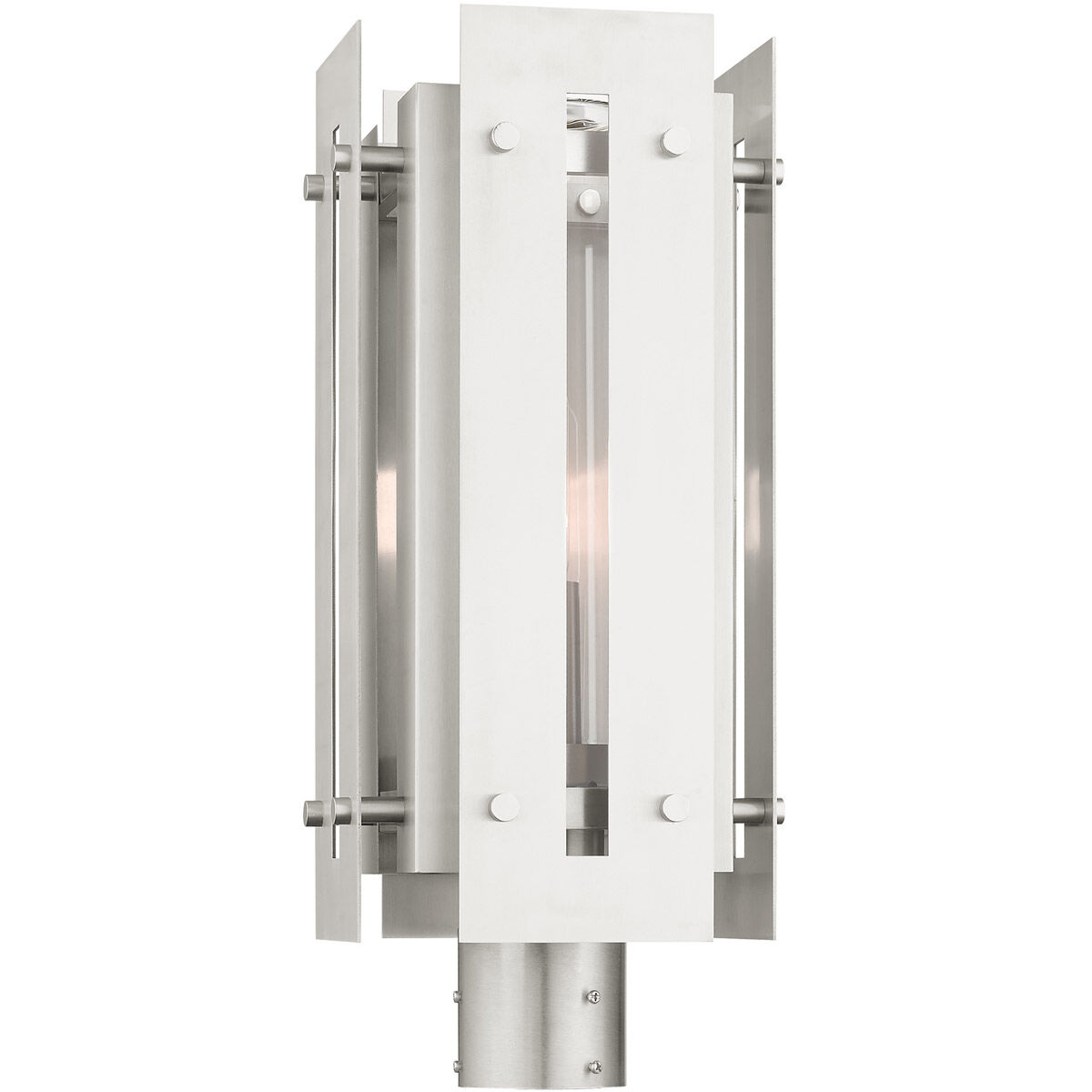 Utrecht 1 Light 20 inch Brushed Nickel Accents Outdoor Post Top Lantern