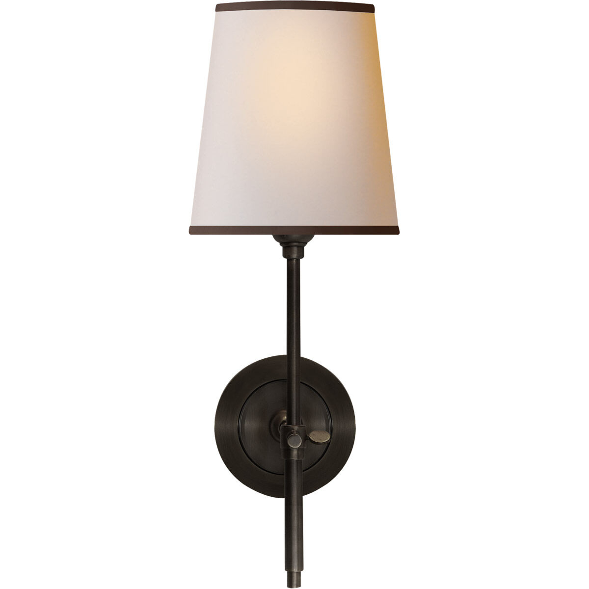 Thomas O'Brien Bryant Sconce Wall Light in Bronze, Natural Paper with Black Trim
