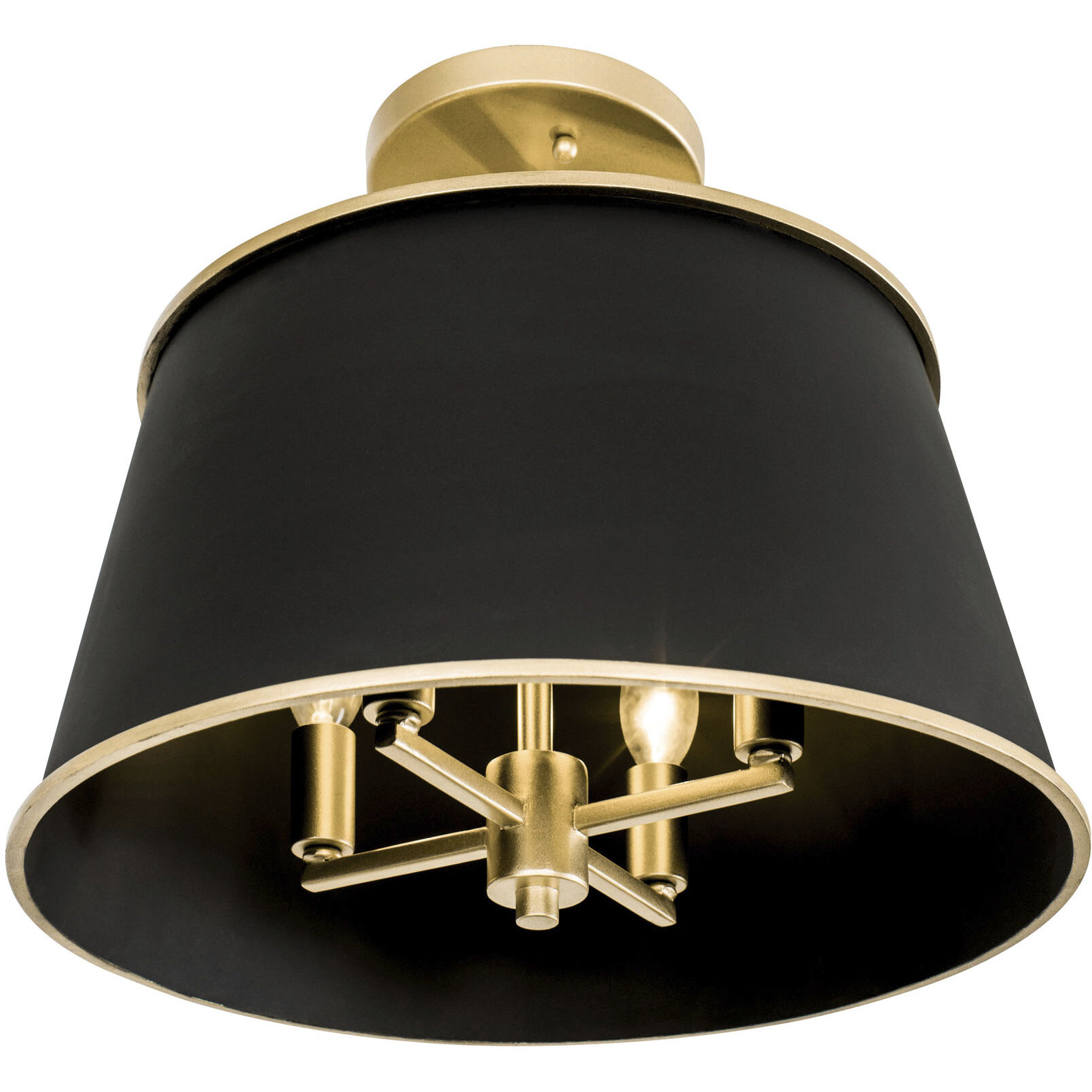 Coco 4 Light 16 inch Matte Black/French Gold Semi-Flush Ceiling Light