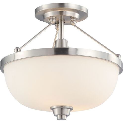 Helium 2 Light 14 inch Brushed Nickel Semi Flush Mount Ceiling Light