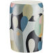 So Nouveau 12 inch Blue and Green and Black and Tan and Yellow Accent Table