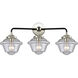 Nouveau Small Oxford LED 25.5 inch Black Polished Nickel Bath Vanity Light Wall Light in Seedy Glass, Nouveau