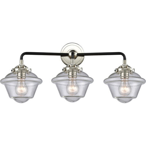 Nouveau Small Oxford LED 25.5 inch Black Polished Nickel Bath Vanity Light Wall Light in Seedy Glass, Nouveau