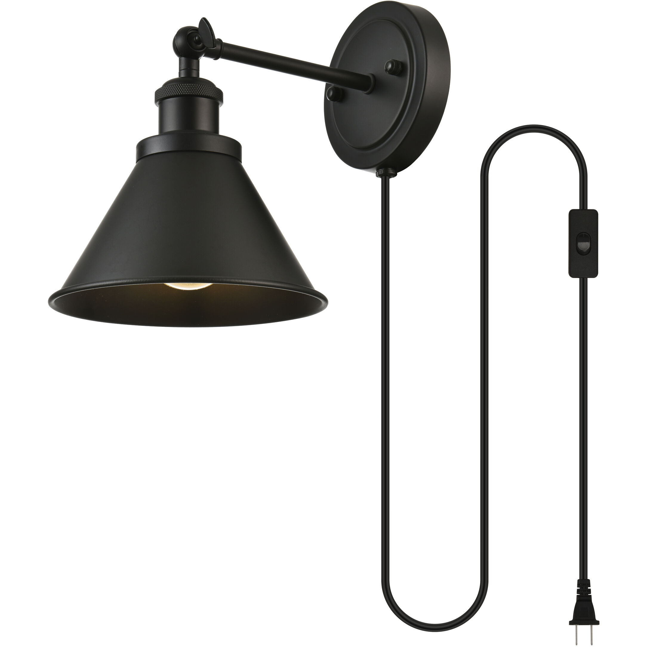 Living District LD7329W7BLK Blaise 1 Light 7 inch Black Plug In Wall Sconce Wall Light