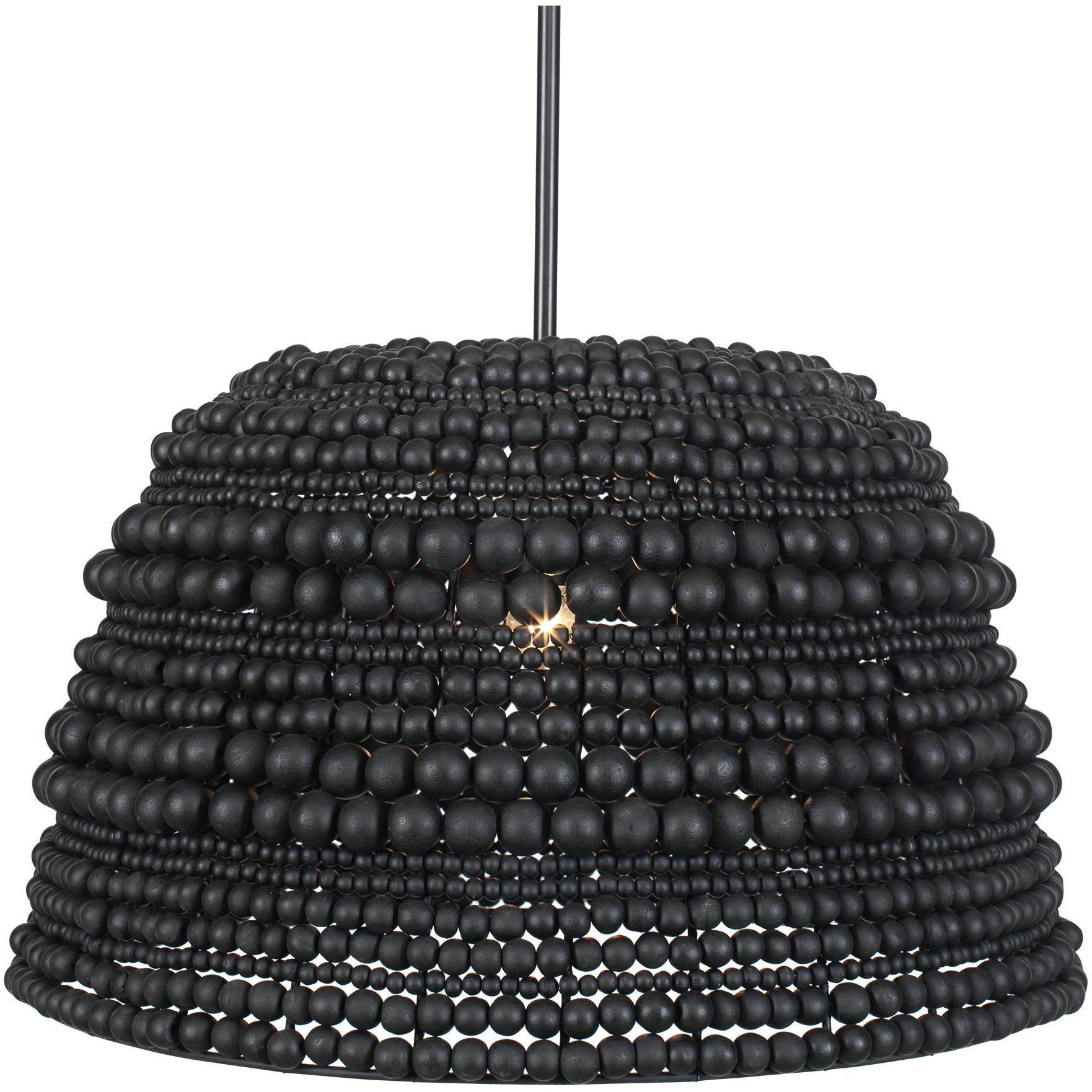 Persephone 1 Light 20.75 inch Black Wooden Beads and Matte Black Pendant Ceiling Light