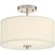 Modern 2 Light 13 inch Brushed Nickel Semi-Flush Ceiling Light