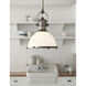 Chapman & Myers Country Industrial 1 Light 19.5 inch Antique Nickel Pendant Ceiling Light in White Glass, Large