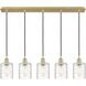 Ballston Cobbleskill 5 Light 36.5 inch Satin Gold Linear Pendant Ceiling Light
