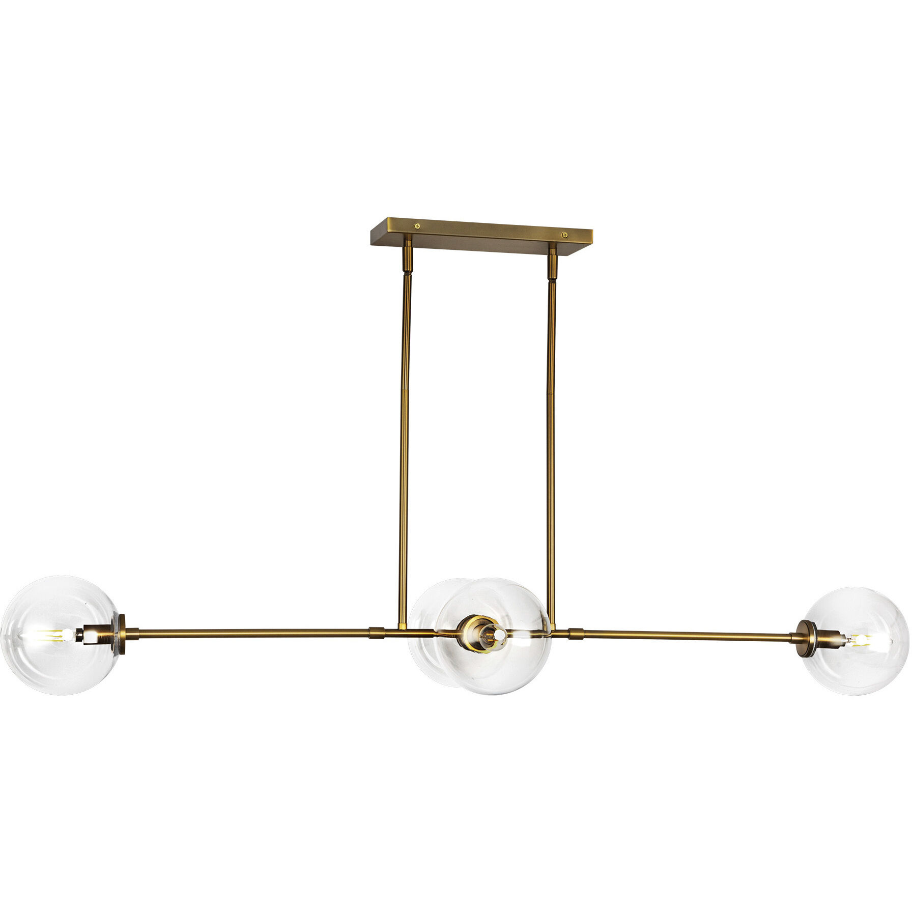 Alora Mood Cassia 4 Light 48 inch Aged Gold/Clear Glass Linear Pendant Ceiling Light