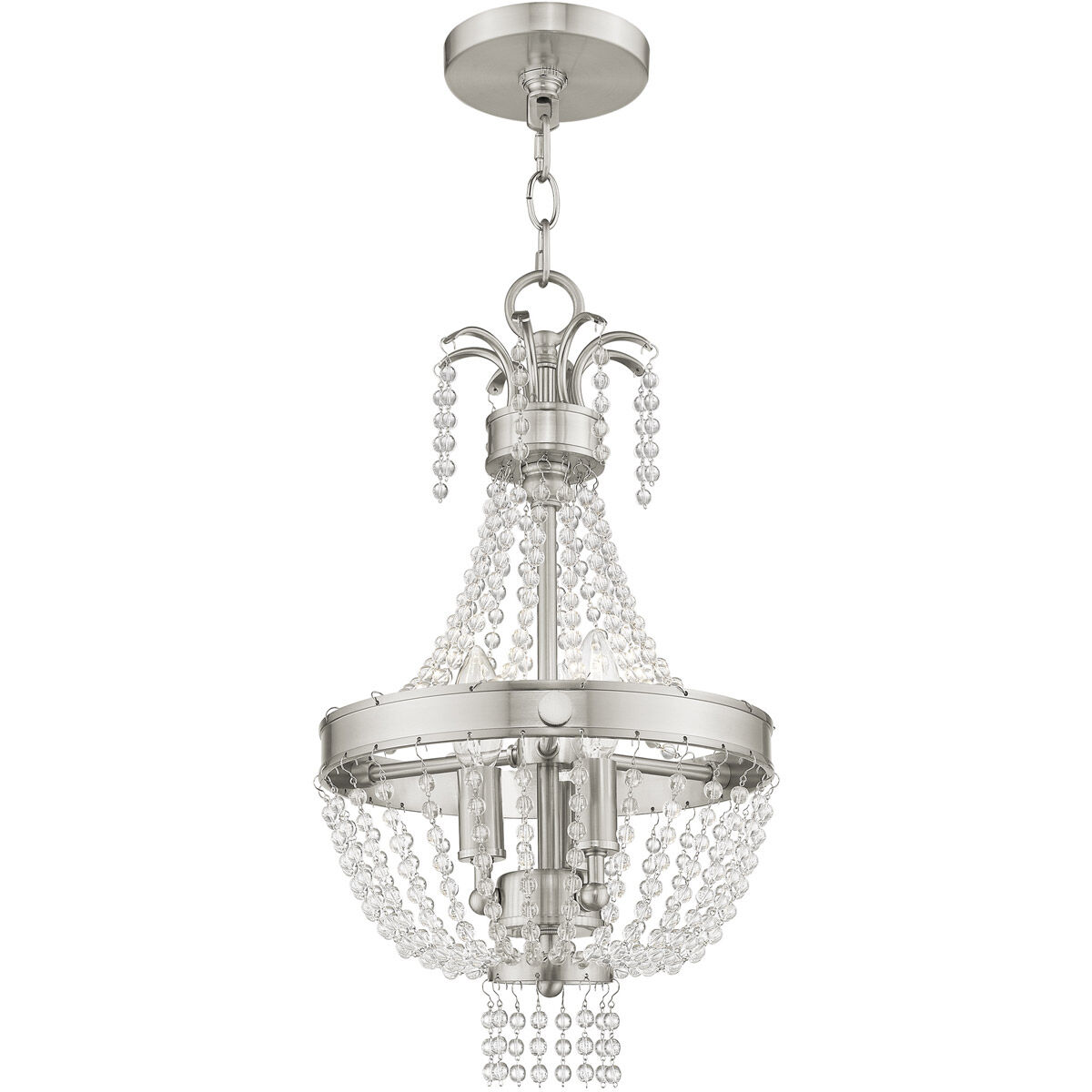 Valentina 3 Light 10 inch Brushed Nickel Pendant Ceiling Light