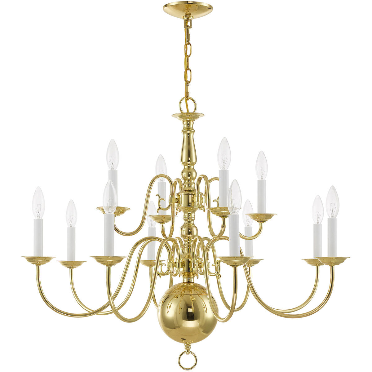 Williamsburgh 12 Light 32 inch Polished Brass Chandelier Ceiling Light