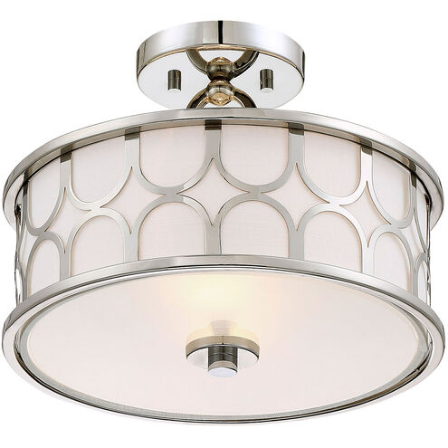 Mid-Century Modern 2 Light 13 inch Polished Nickel Semi-Flush Ceiling Light