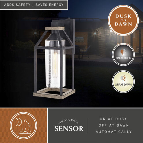 Napier LED 15 inch Forged Black and Rustic Elm Outdoor Wall