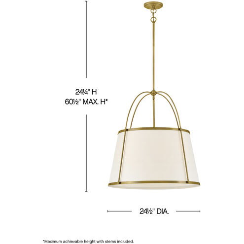 Clarke 4 Light 24.5 inch Lacquered Dark Brass Chandelier Ceiling Light in Lacquered Dark Brass with Off White