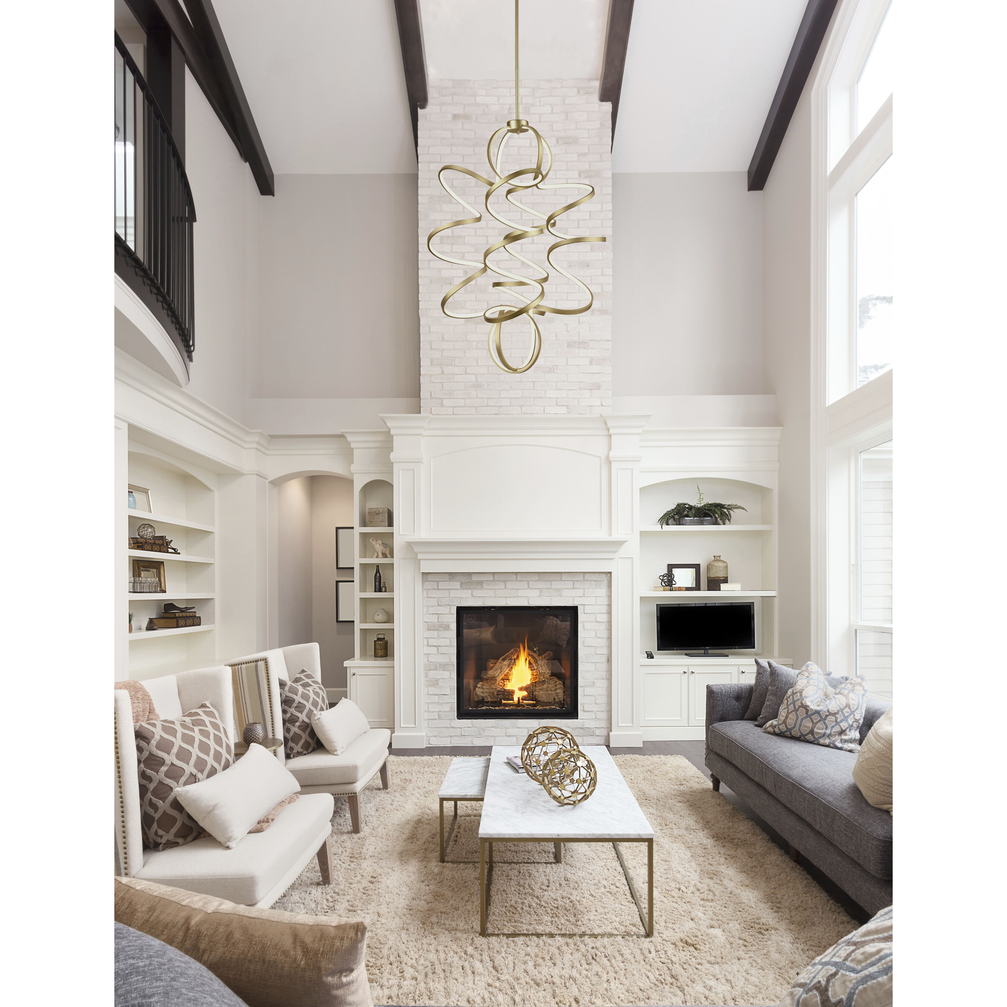 Synergy LED 31.5 inch Antique Brass Chandelier Ceiling Light