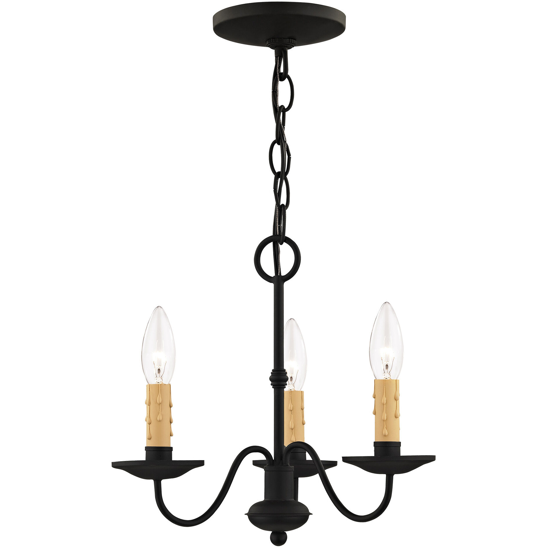 Heritage 3 Light 13 inch Black Mini Chandelier Ceiling Light