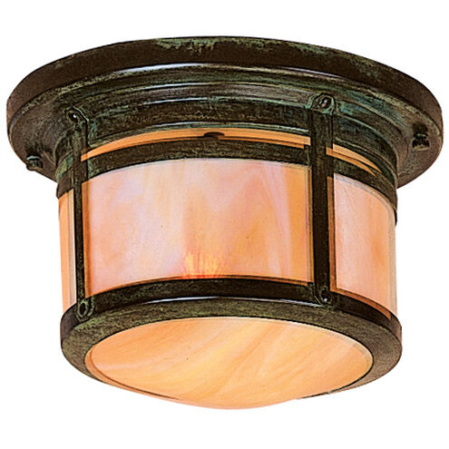 Berkeley 1 Light 9.88 inch Mission Brown Flush Mount Ceiling Light in Frosted