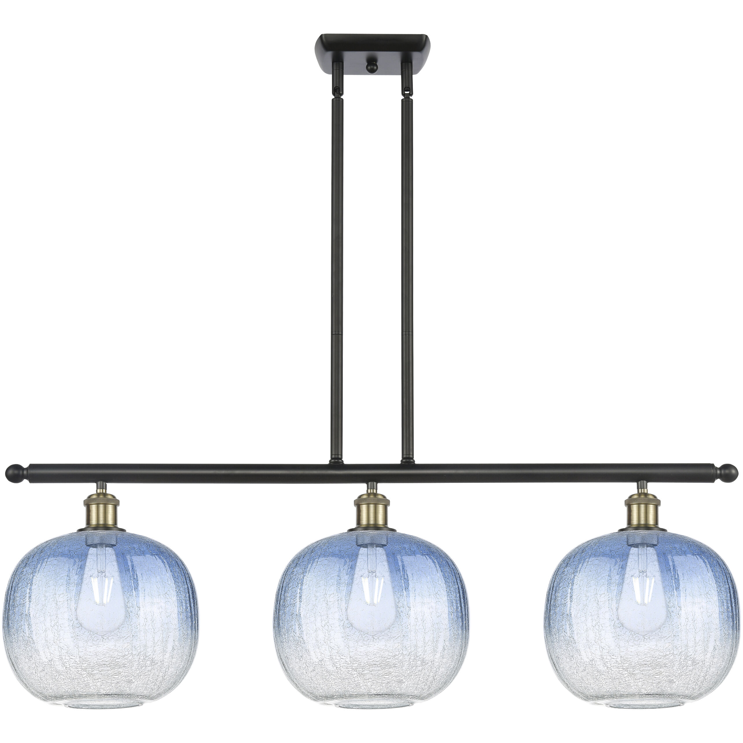 Ballston Brookhaven Sphere Island Light Ceiling Light in Black Antique Brass, Sapphire Blue Glass