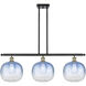 Ballston Brookhaven Sphere Island Light Ceiling Light in Black Antique Brass, Sapphire Blue Glass
