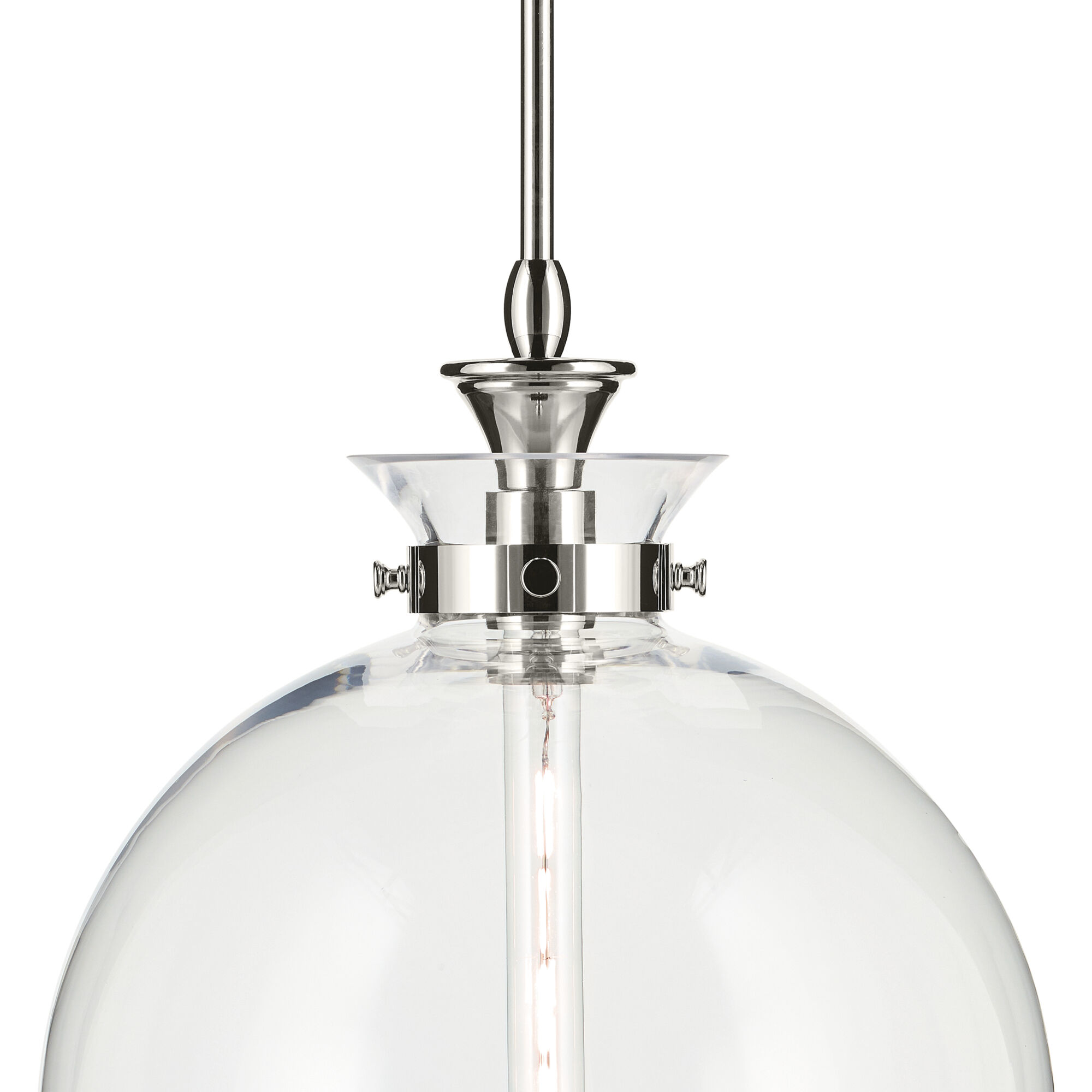 Laria 1 Light Polished Nickel Pendant Ceiling Light in Clear