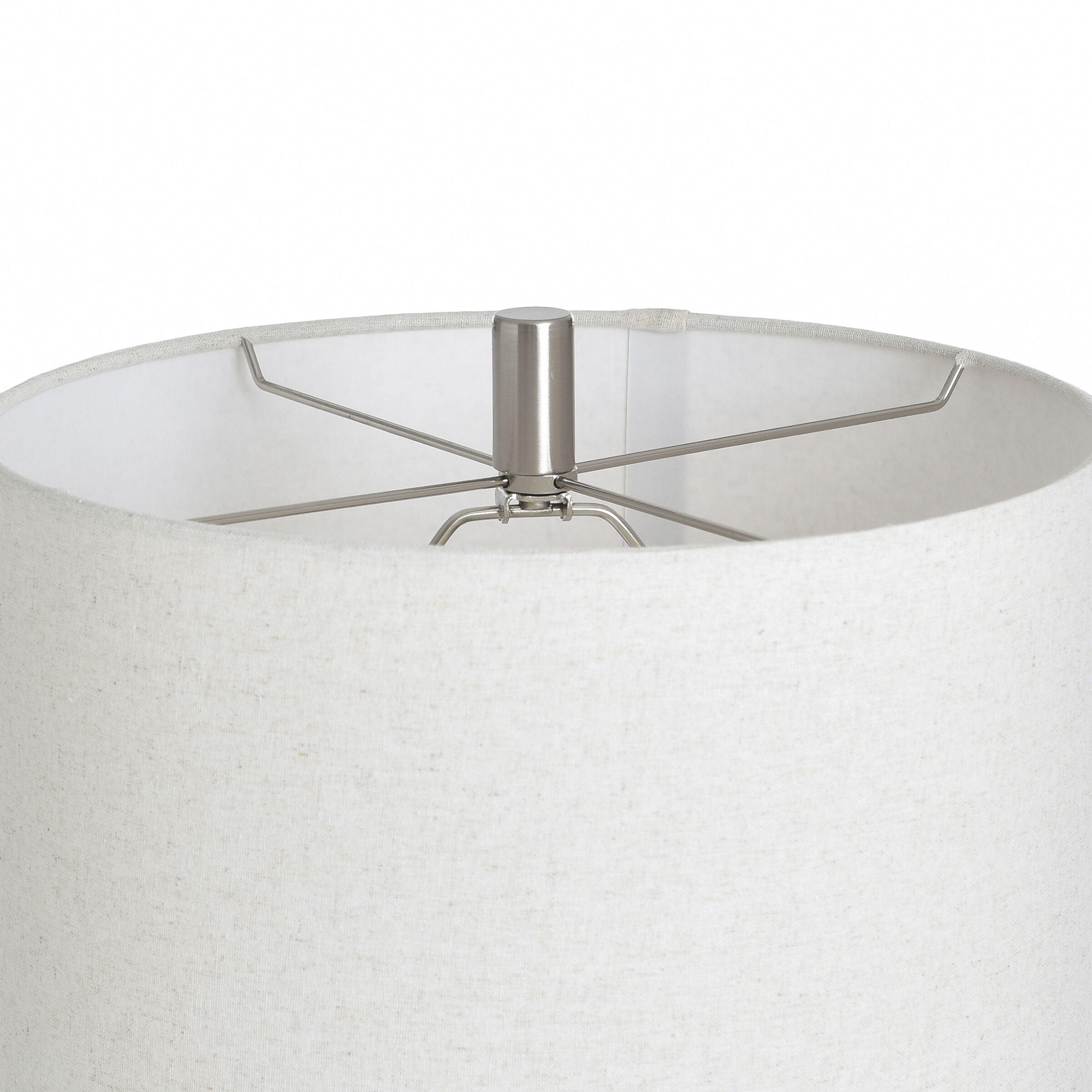 Luke 34.5 inch 100 watt Chadron Silver and Beige Table Lamp Portable Light