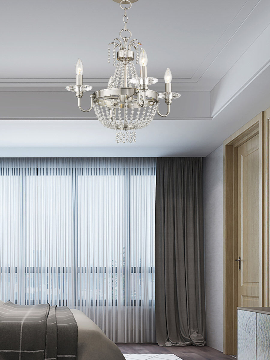 Valentina 4 Light 18 inch Brushed Nickel Convertible Mini Chandelier/Ceiling Mount Ceiling Light