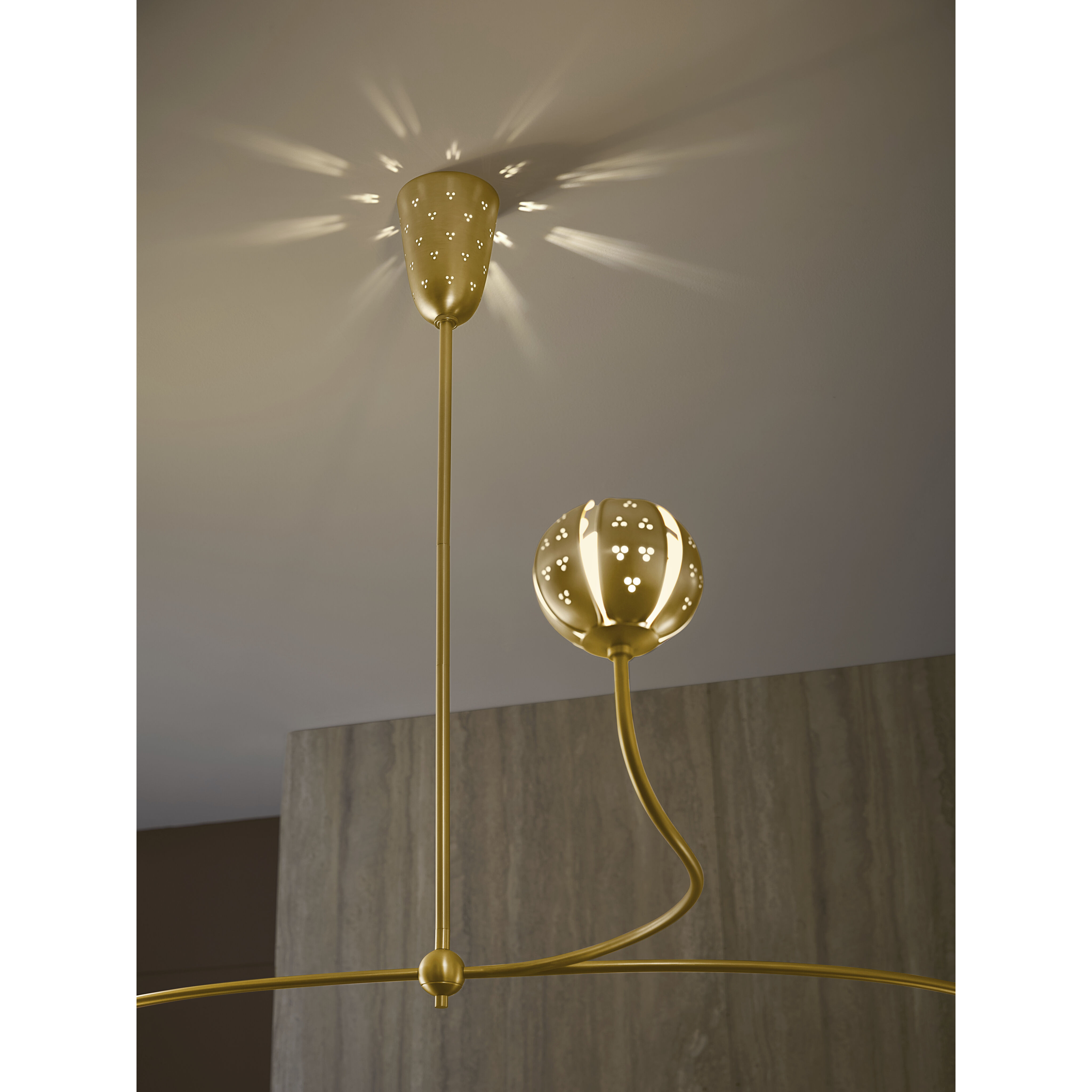 Anthos 4 Light 54 inch Unlacquered Brass Linear Pendant Ceiling Light