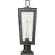 Madison 1 Light 22.88 inch Matte Black Outdoor Post Lantern in Seedy Glass