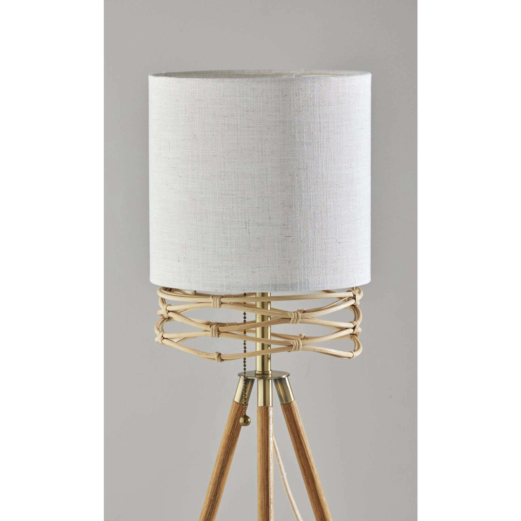 Melanie 25 inch 40.00 watt Natural Wood Veneer / Antique Brass Accents Table Lamp Portable Light