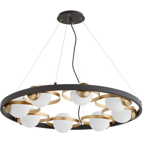 Nimbus 8 Light 32 inch Noir with Aged Brass Chandelier Ceiling Light