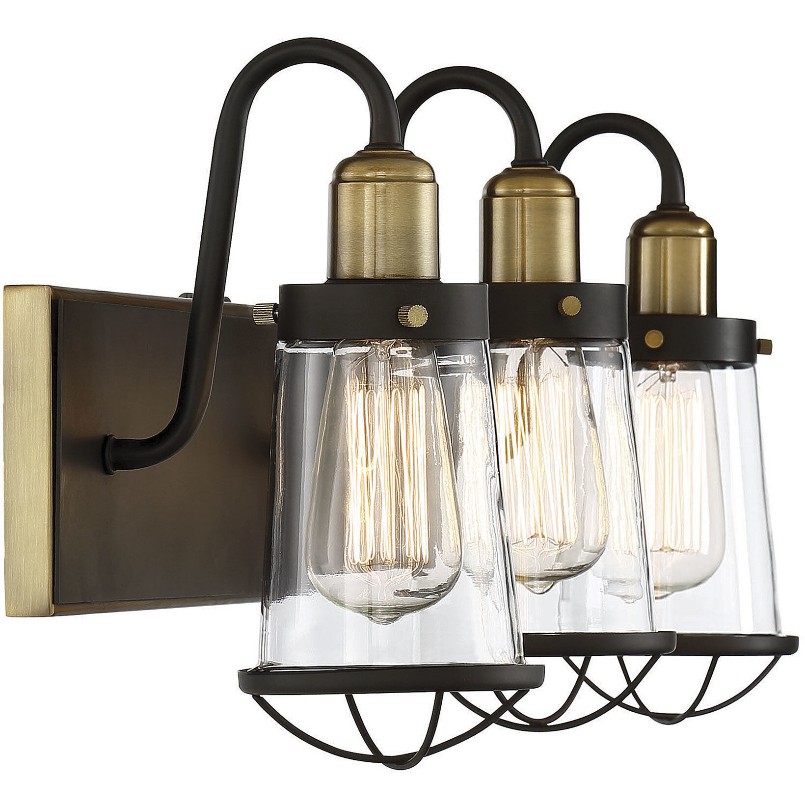 Lansing 3 Light 24 inch English Bronze and Warm Brass Bathroom Vanity Light Wall Light