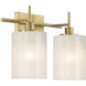 Modern 2 Light 14 inch Natural Brass Bathroom Vanity Light Wall Light