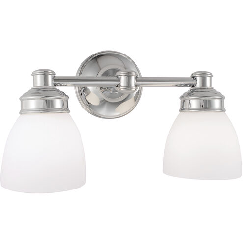 Spencer 2 Light 14.75 inch Chrome with Opal Vanity Light Wall Light