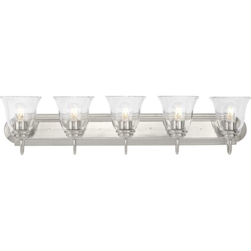 Clear Glass 5 Light 36 inch Brushed Nickel Vanity Light Wall Light
