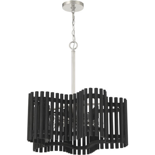 Freeform 5 Light 24 inch Polished Nickel/Black Walnut Chandelier Ceiling Light, Medium