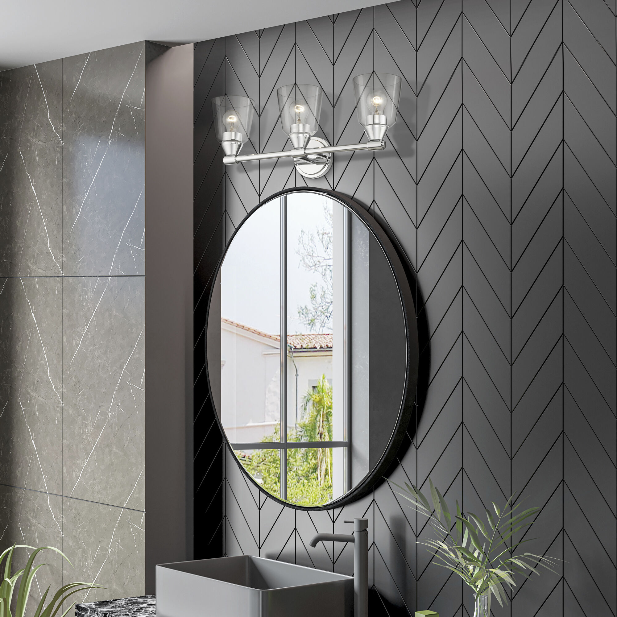 Catania 3 Light 23 inch Polished Chrome Vanity Sconce Wall Light