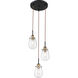 Toleo 3 Light 12.5 inch Black and Vintage Brass Accents Chandelier Ceiling Light