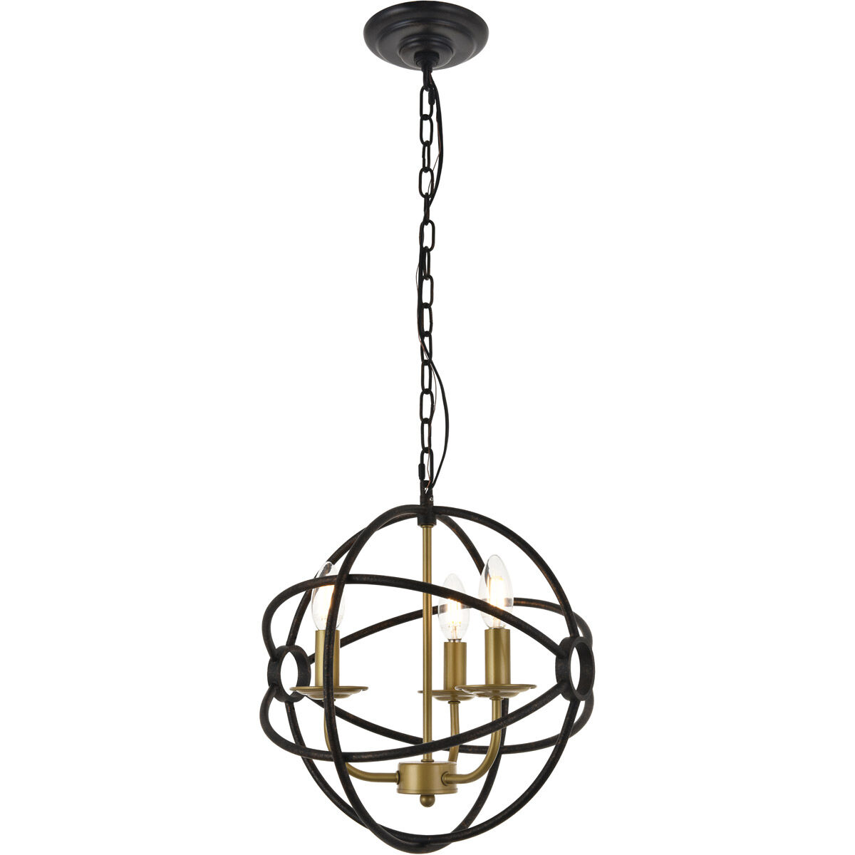 Octavia 3 Light 14 inch Brass and Dark Brown Pendant Ceiling Light